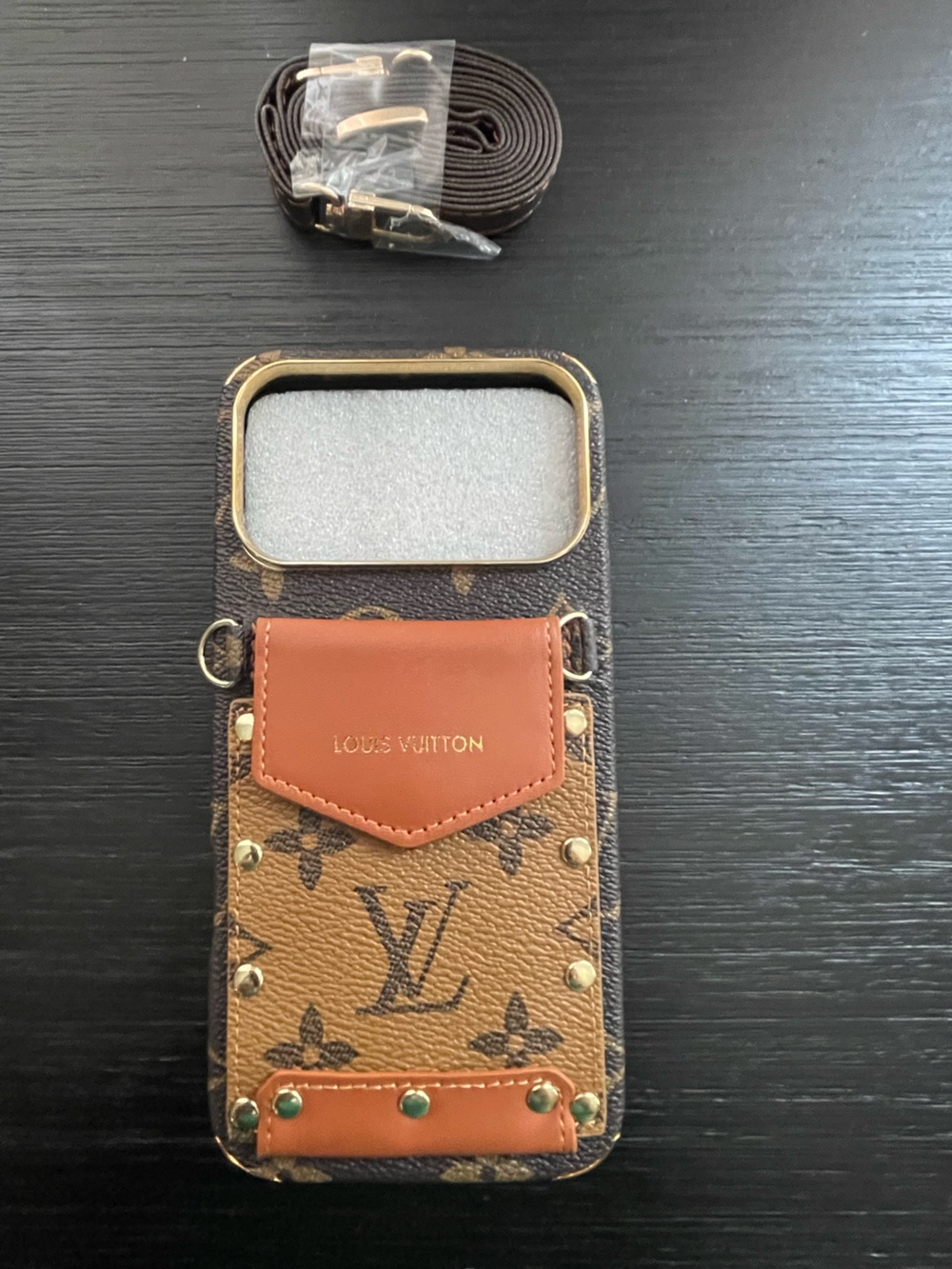 iPhone 17 pro max crossbody Case with Gold Accents and strap - Picture 2 of 11